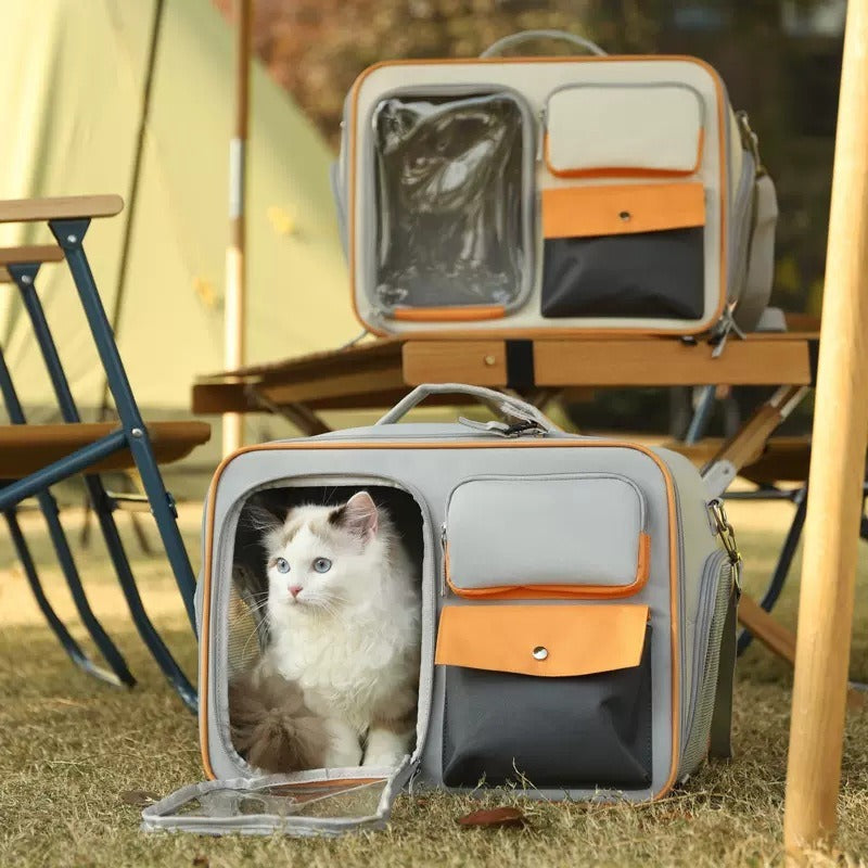 New Large-Capacity Dog And Cat Backpack Out Portable Canvas Shoulder Cat Bag Cross Pet Bag