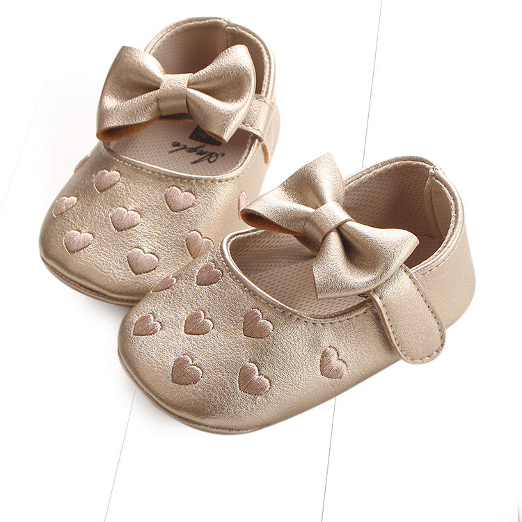 Zapatos de bebé con lazo de corazón de melocotón bordado multicolor Zapatos de bebé Zapatos para niños pequeños