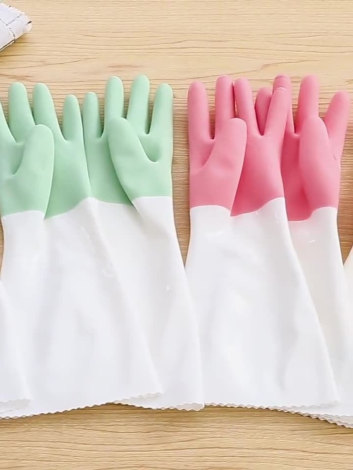 Guantes para lavar platos, duraderos, todo en uno, acolchados, para lavar platos y ropa, guantes largos de goma gruesa para limpieza del hogar