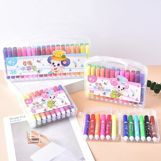 12 Color Watercolor Pens Toddler Colored Pens Children's Pens Non-Toxic Washable Coloring Painting Colored Pens