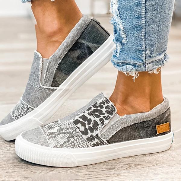 Zapatos de mujer, nuevos mocasines planos de lona, ​​zapatos casuales de talla grande a juego con colores 