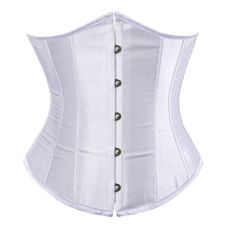 Court Satin Waistband Waist Clip Women's Body Sculpting Belly Belt Short Satin Rubber Bone Waist Corset Court Sexy Corset