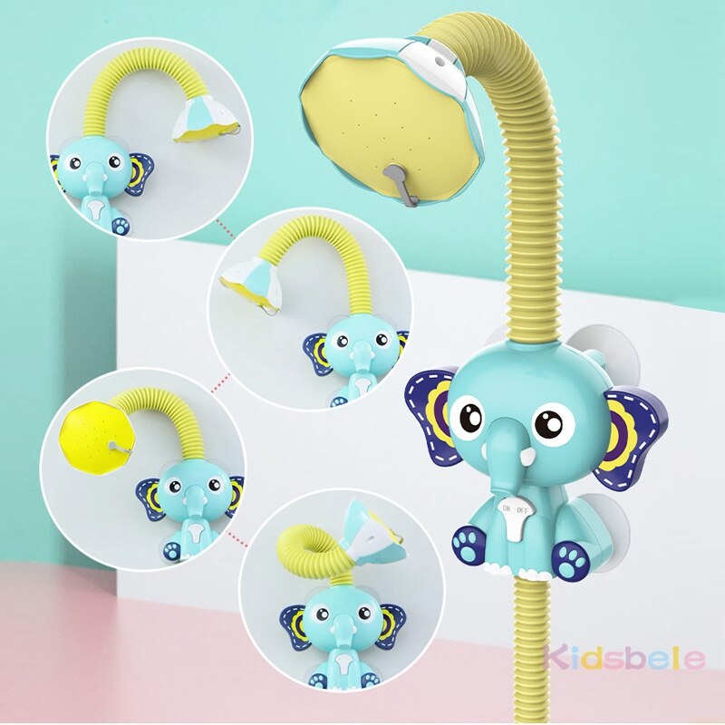 Juguetes de baño Juego de agua para bebés Modelo de elefante Grifo de ducha Juguete eléctrico con rociador de agua para niños Juguetes de baño para bebés 