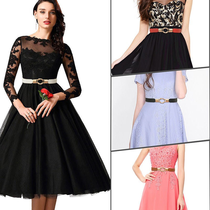 Elastic Waist Closure For Women With Skirt Decoration Metal Snap On Fashion Trend Versatile Belt