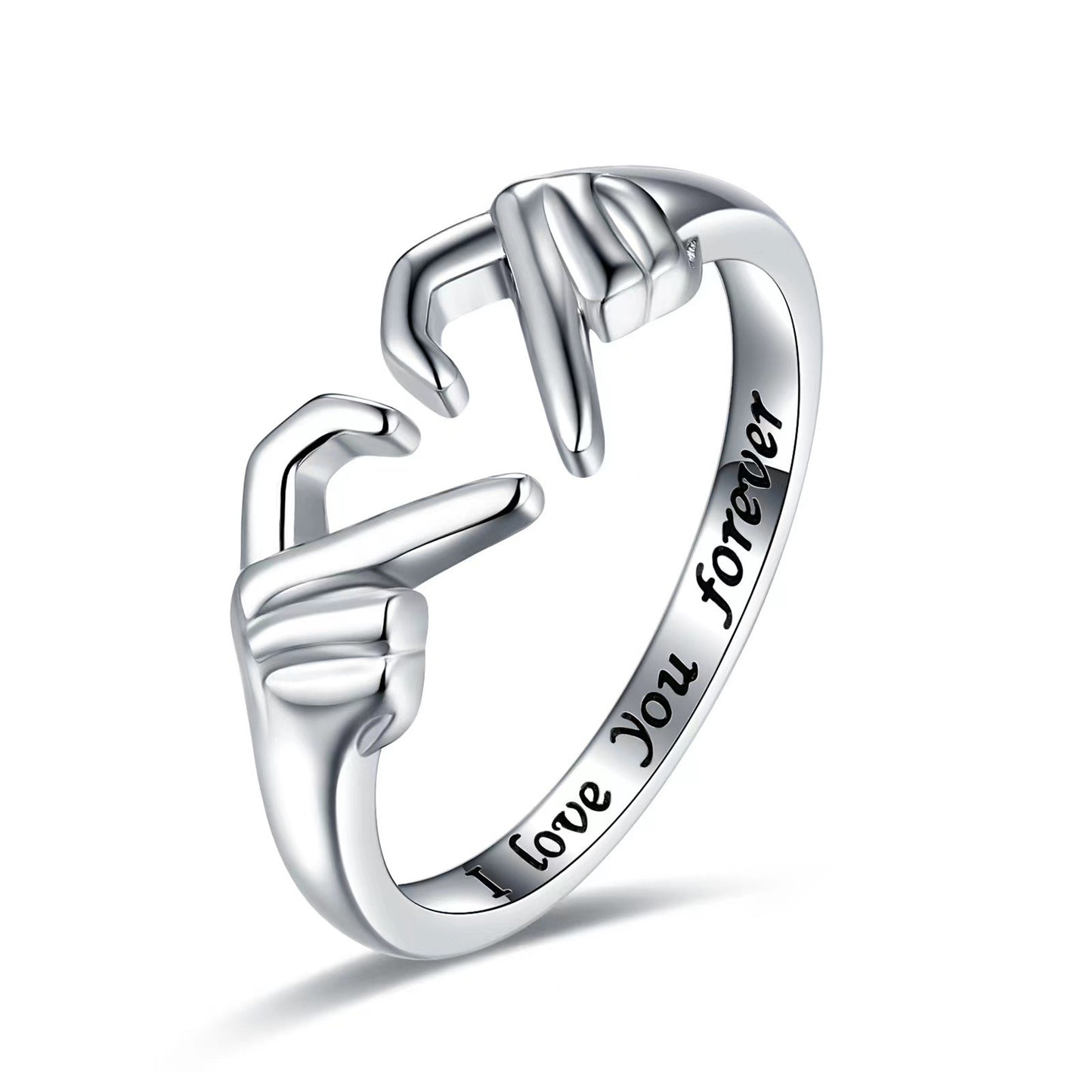 Anillo de amor con personalidad creativa, manos que se abren en el corazón, anillo de pareja simple, romántico y versátil