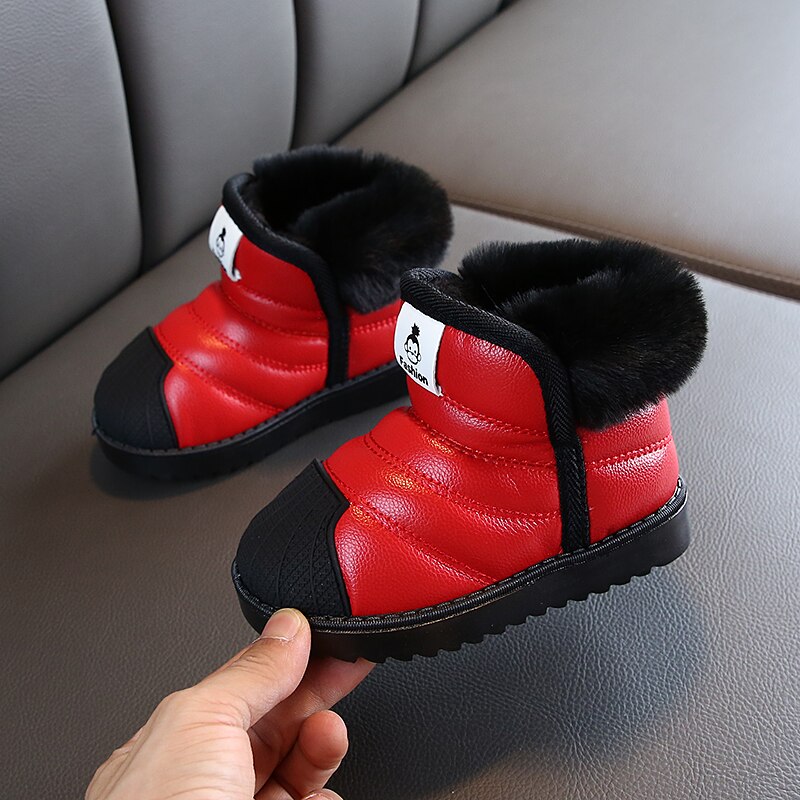 Botas de nieve de invierno para bebés y niños, botas cálidas para exteriores, botas de felpa antideslizantes e impermeables para niños, zapatos de algodón para bebés