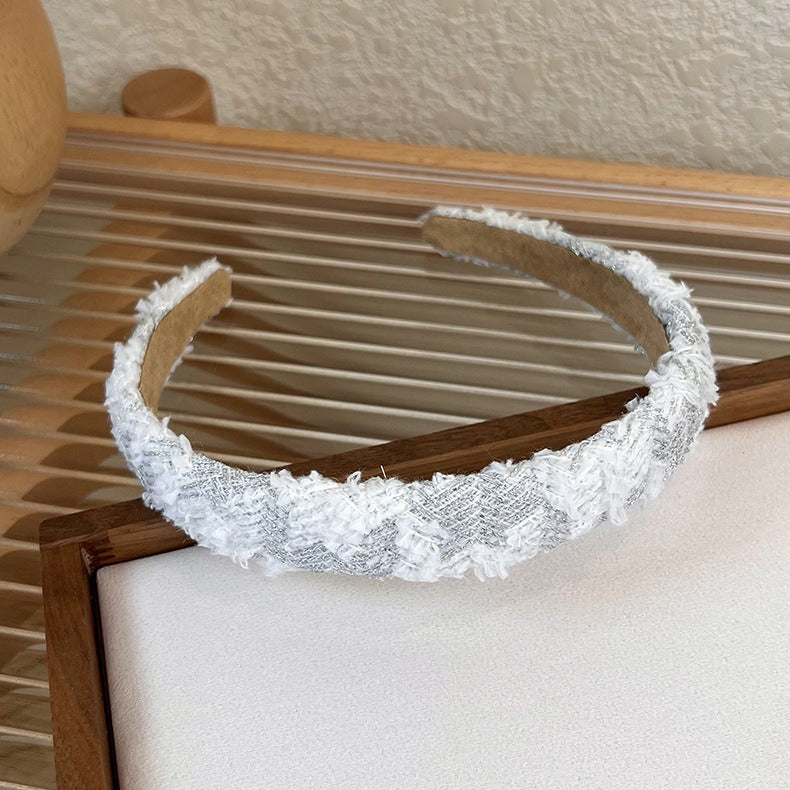 Versión coreana Diadema de tela de lana romántica colorida Diadema de tela dulce Diadema de esponja a cuadros Accesorios versátiles para el cabello