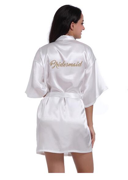 Bridal Party Robe Letter Bride on the Robe Back Women Short Satin