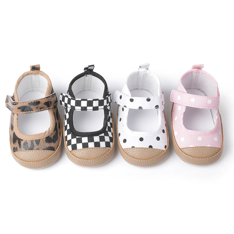 Zapatos para niñas con suela de goma y velcro, anticaídas, para bebés pequeños 