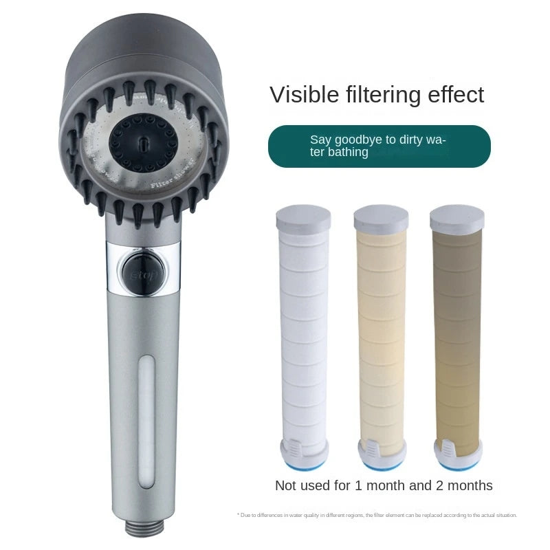 Supercharged Filter Spray Three-Speed Shower Nozzle Shower Shower Head Handheld Faucet