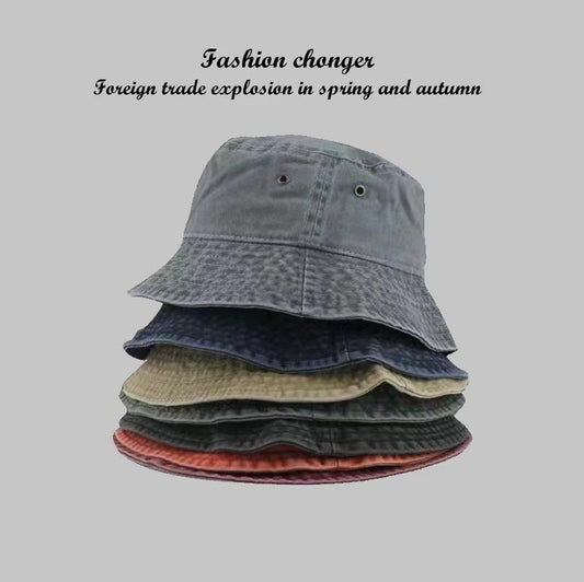 Retro Old Fisherman's Hat Solid Color Washed Cowboy Hat Spring and Summer Fashion Breathable Couple Basin Hat