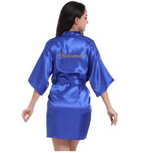 Bridal Party Robe Letter Bride on the Robe Back Women Short Satin