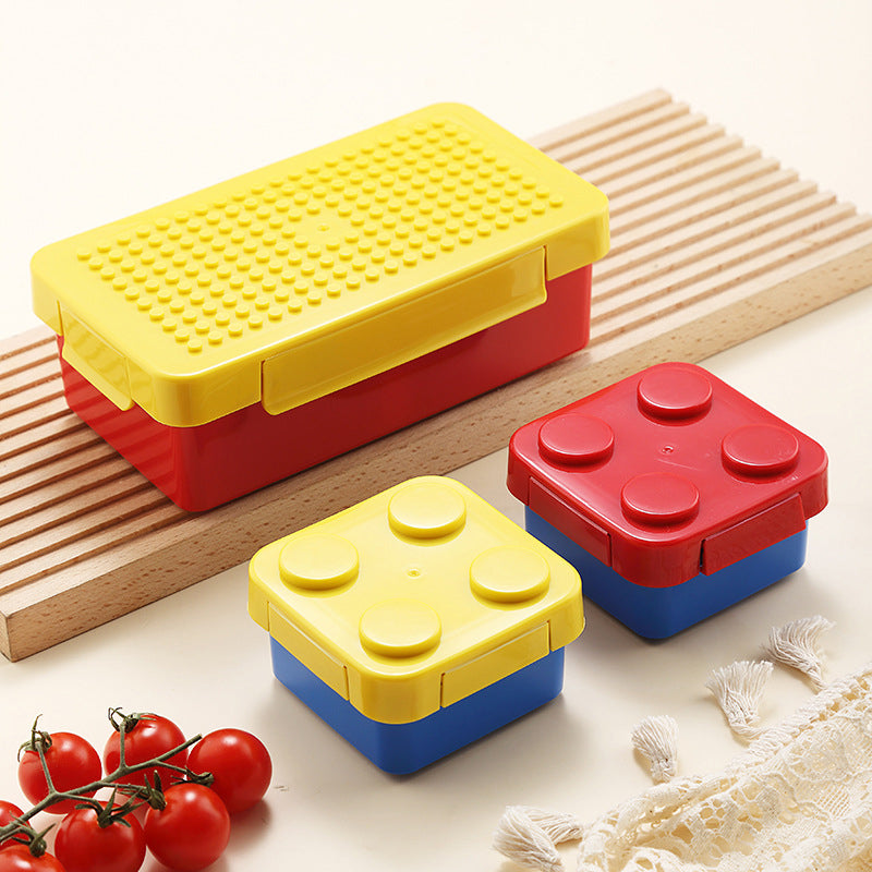 Creative DIY Puzzle Students Building Blocks Bento Lunch Box Children's Fun Lunch Box Tableware Set Salad Fruit Box