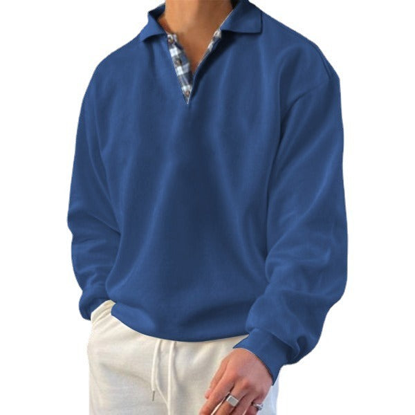 Long Sleeve V-Neck Men's Lapel Loose Sweater