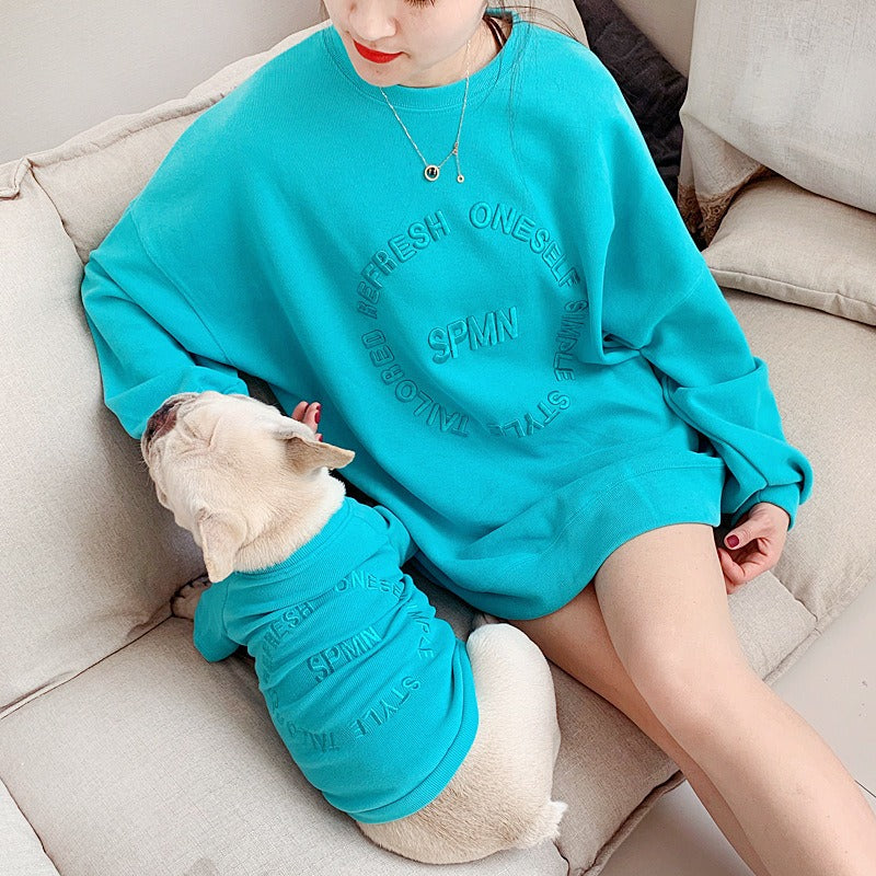 Spring And Autumn Kitten Pet Parent-Child Clothing Cat Clothes Embroidered Dog Clothing Long-Sleeved T-Shirt