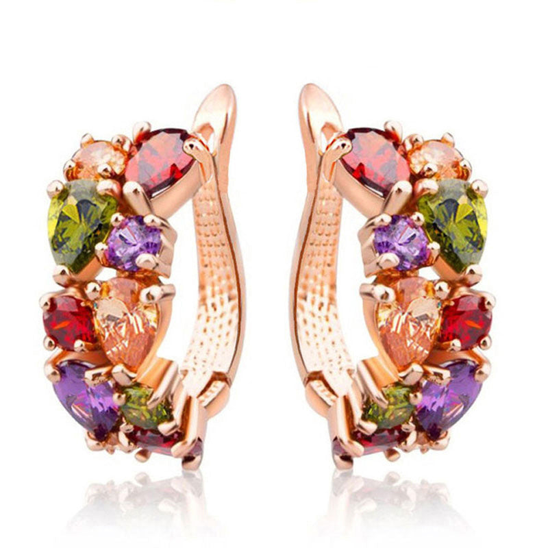 Mona Lisa Crystal Zircon Earrings Fashion Rose Gold Earrings Zircon Earrings