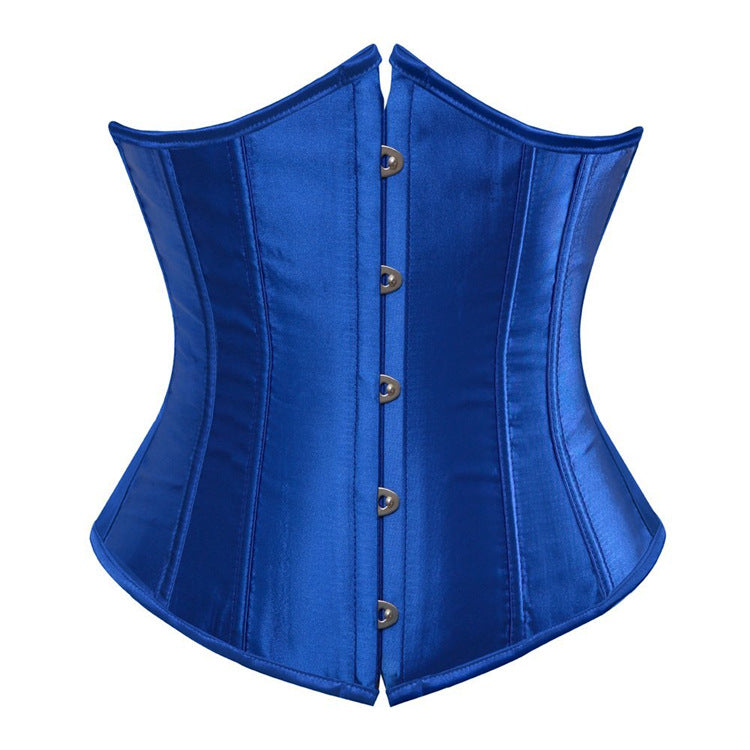 Court Satin Waistband Waist Clip Women's Body Sculpting Belly Belt Short Satin Rubber Bone Waist Corset Court Sexy Corset