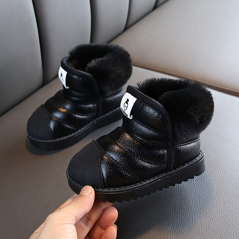 Botas de nieve de invierno para bebés y niños, botas cálidas para exteriores, botas de felpa antideslizantes e impermeables para niños, zapatos de algodón para bebés