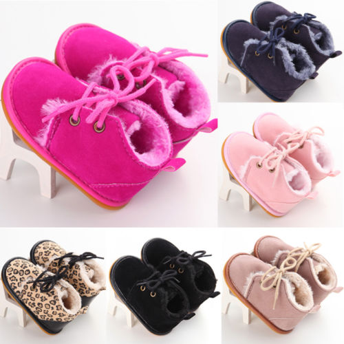 Newborn Baby Girl Boy Shoes Warm Snow Boots Toddler Infant Booties Prewalker Black White Pink