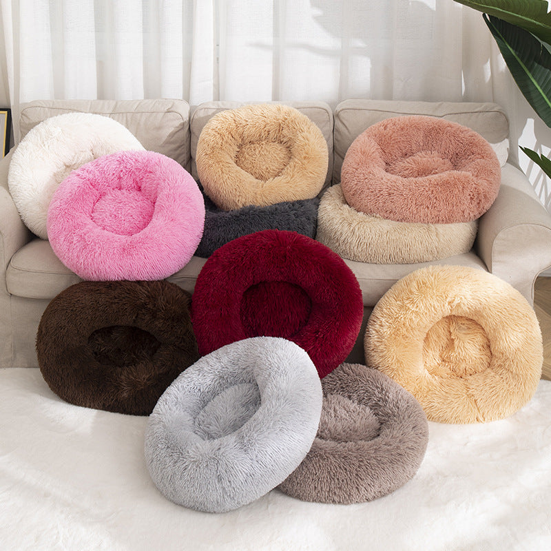 Long Plush Round Pet House Dog Bed Winter Cat Mat Pet Mattress Pet Supplies