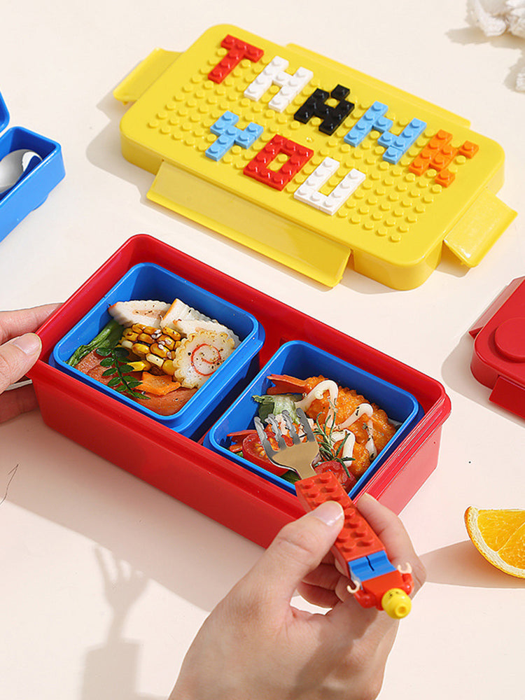 Rompecabezas creativo para hacer uno mismo, bloques de construcción para estudiantes, lonchera Bento, lonchera divertida para niños, juego de vajilla, caja para ensalada y fruta 