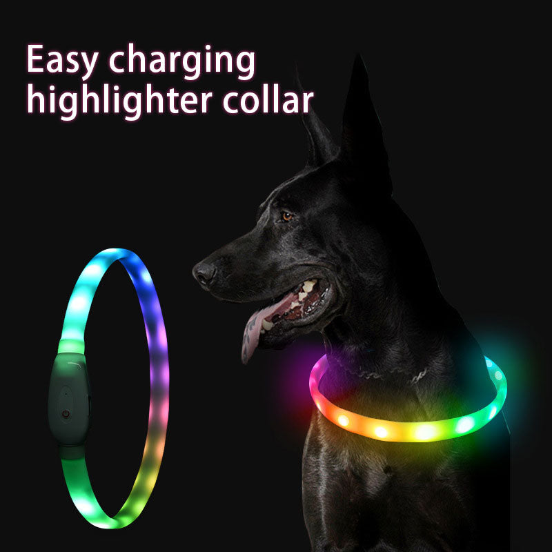 Collar luminoso para mascotas Collar para mascotas Carga USB Collar luminoso para perros Diy Collar de cuello LED Collar seguro para pasear perros