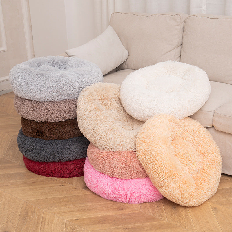 Long Plush Round Pet House Dog Bed Winter Cat Mat Pet Mattress Pet Supplies