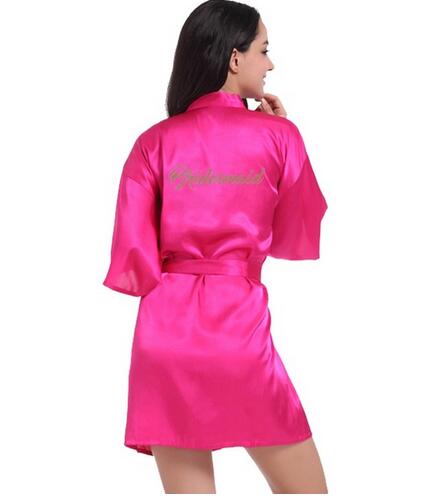 Bridal Party Robe Letter Bride on the Robe Back Women Short Satin