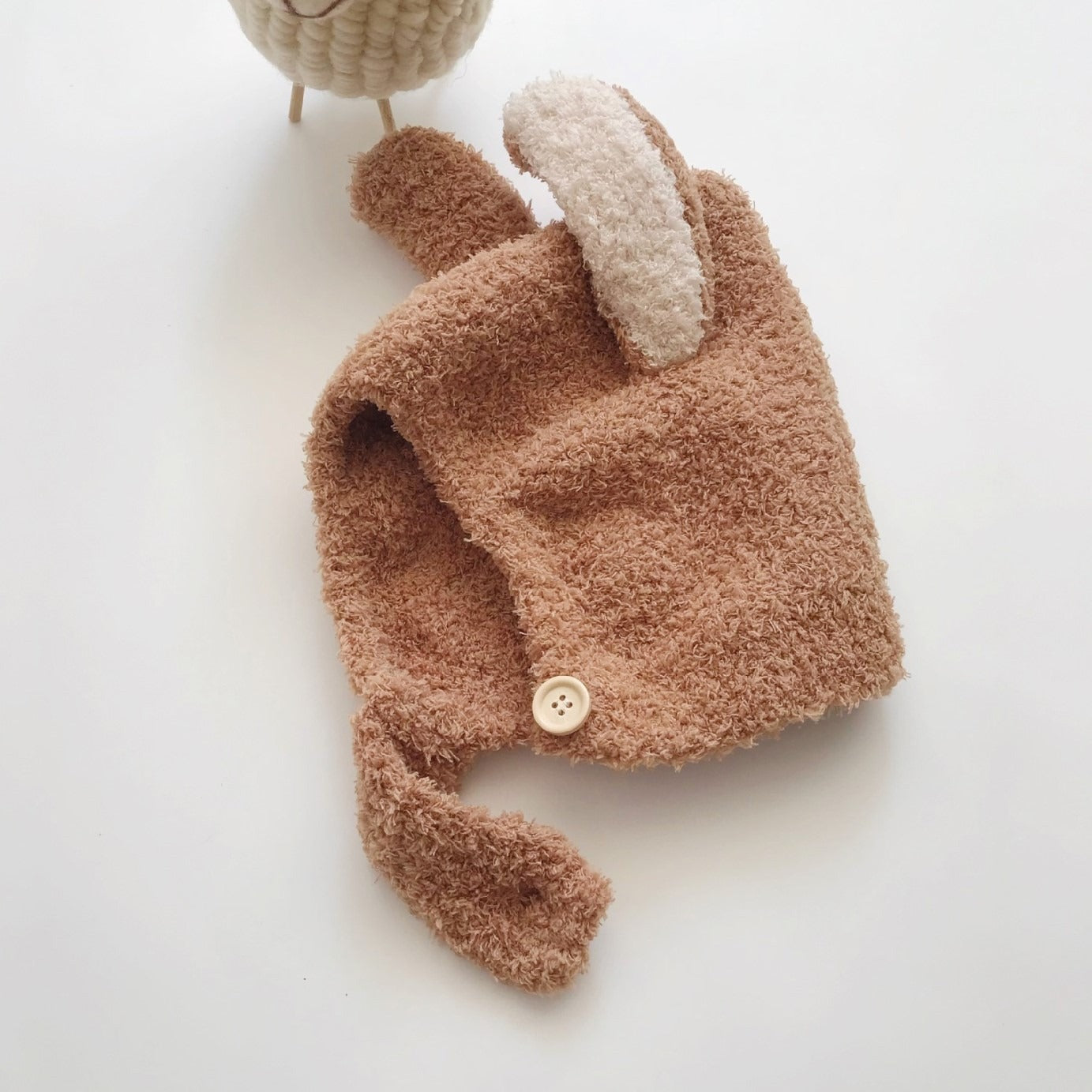 Gorro de bebé cálido para otoño e invierno, orejas de conejo de peluche, versión coreana, gorro para bebé bonito