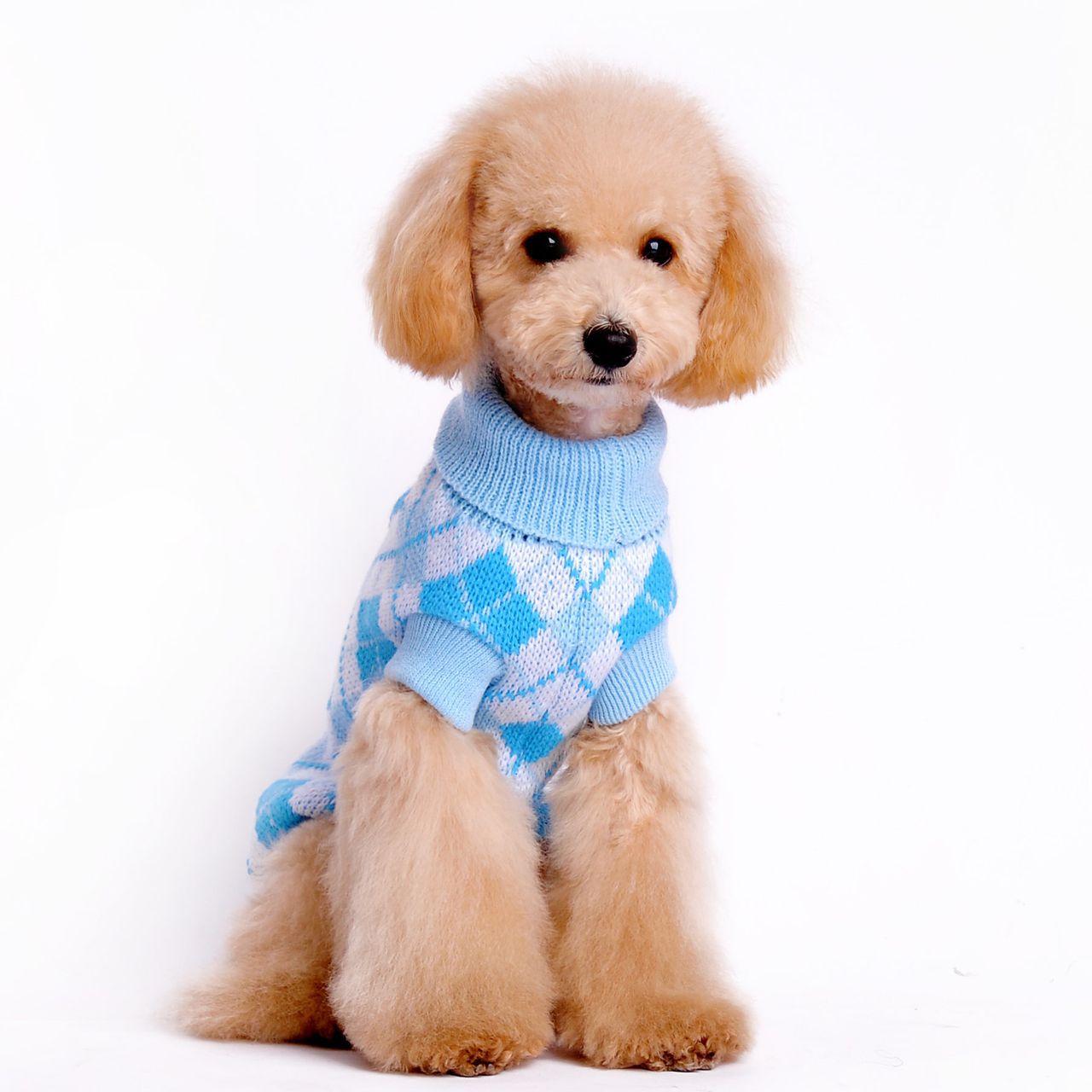 Dog Clothes Autumn Winter Geometric Rhombus Sweater Knitted Pet Clothes Teddy Bichon Poodle Chihuahua Sweater