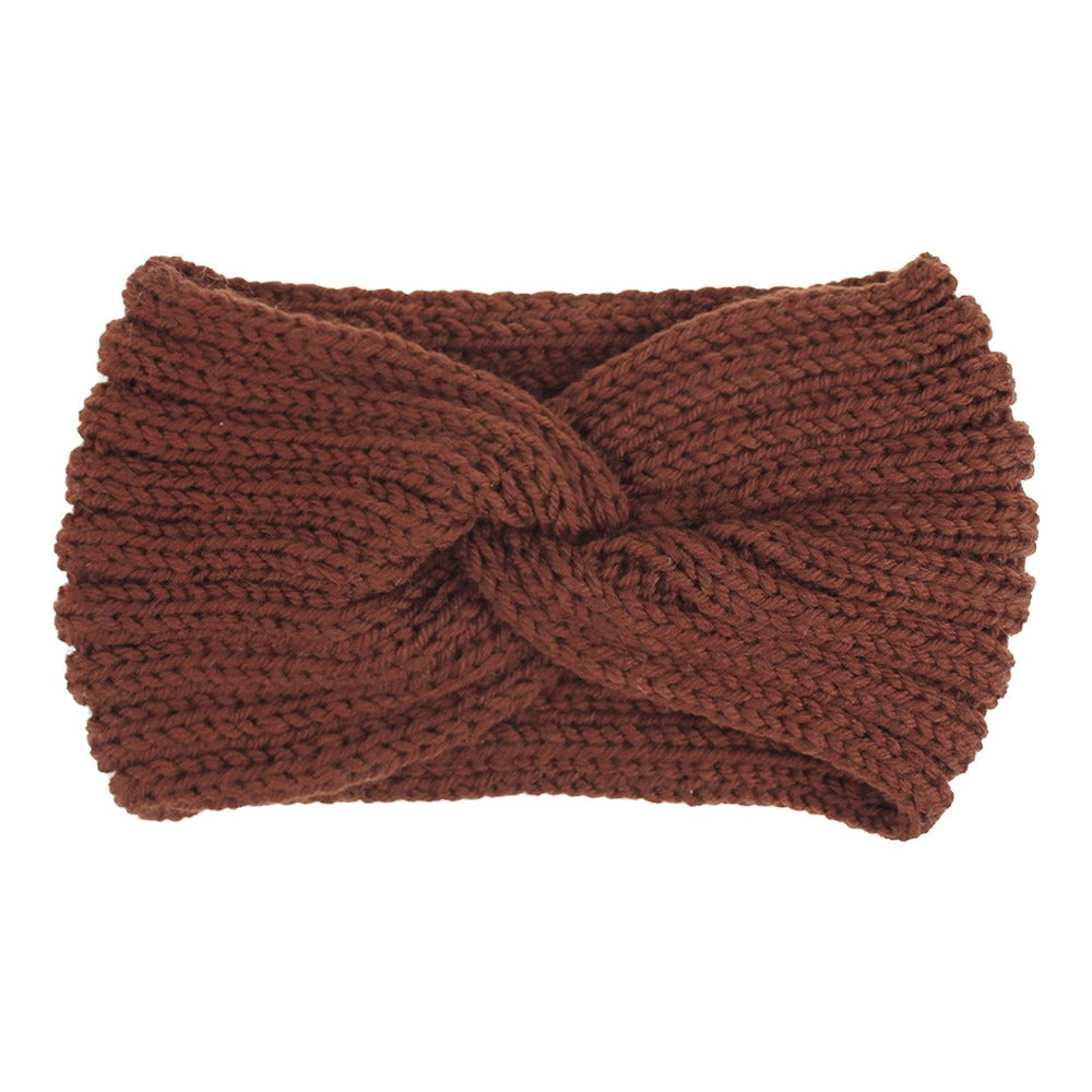 Woolen Knitted Hair Band Women's European and American Sports Headband Autumn and Winter Cross Hair Band