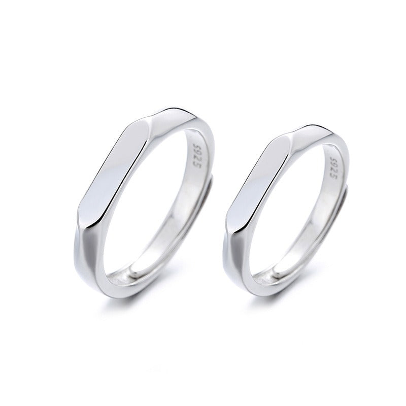 Joyas S925 Plata esterlina Tu nombre Anillos de pareja DIY Grabado Ins Día de San Valentín Par de anillos sencillos 