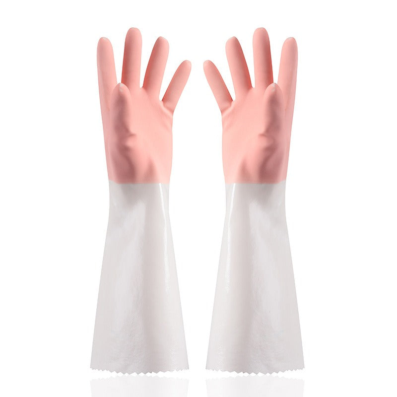 Guantes para lavar platos, duraderos, todo en uno, acolchados, para lavar platos y ropa, guantes largos de goma gruesa para limpieza del hogar