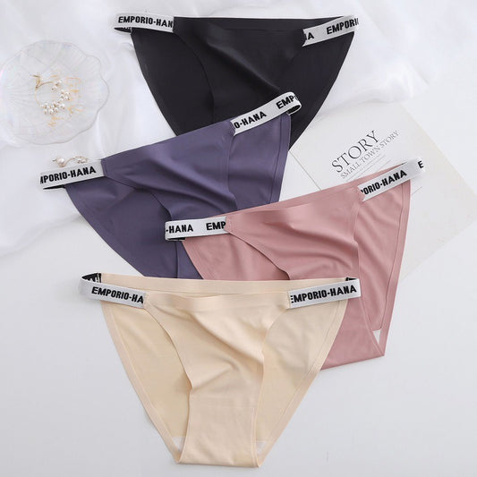 European And American Sexy Women's Briefs Ice Silk Seamless Sweet Hip Lifting Sports Pure Cotton Bottom Crotch Fun G-String Pants