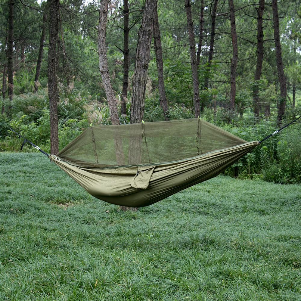 Hamaca con mosquitero Hamaca para acampar al aire libre a prueba de mosquitos con mosquitero Hamaca de nailon de malla densa de tela de paracaídas 210T