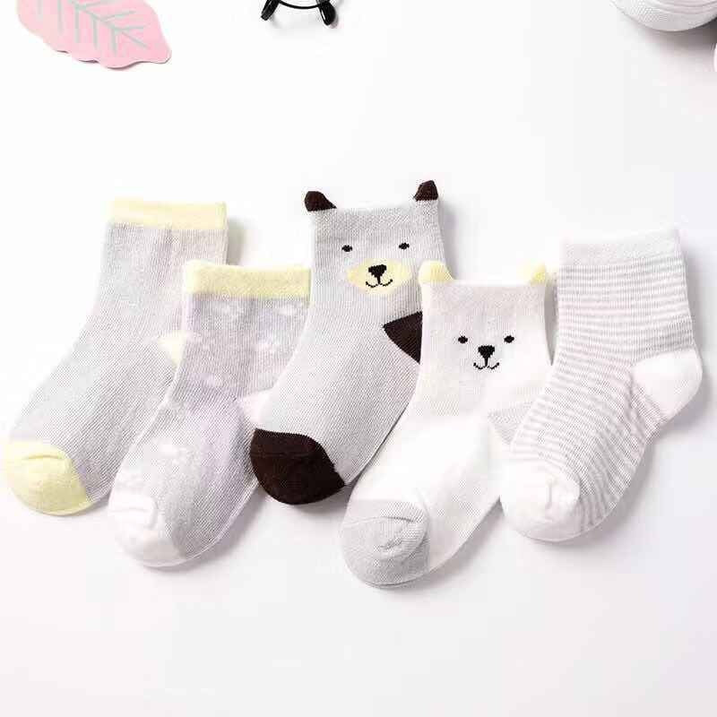 5 pares/lote de calcetines de punto de algodón suave con dibujos de gatos y animales para primavera y otoño para bebés, niños, recién nacidos, niñas y niños de 0 a 6 años