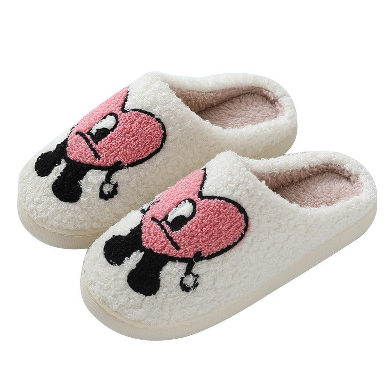 Love Korean version Autumn and Winter Couple Cotton Slippers Lovable Thick soled Cartoon Slippers in Home