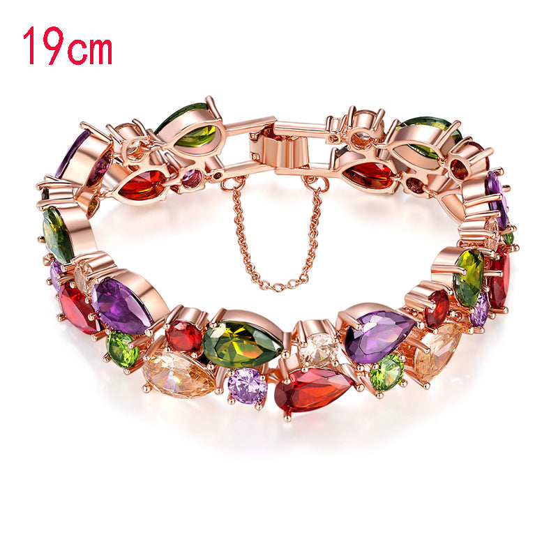 Mona Lisa Colorful Zircon Bracelet Colorful Rose Gold Bracelet Stall Boutique Exaggerated Jewelry