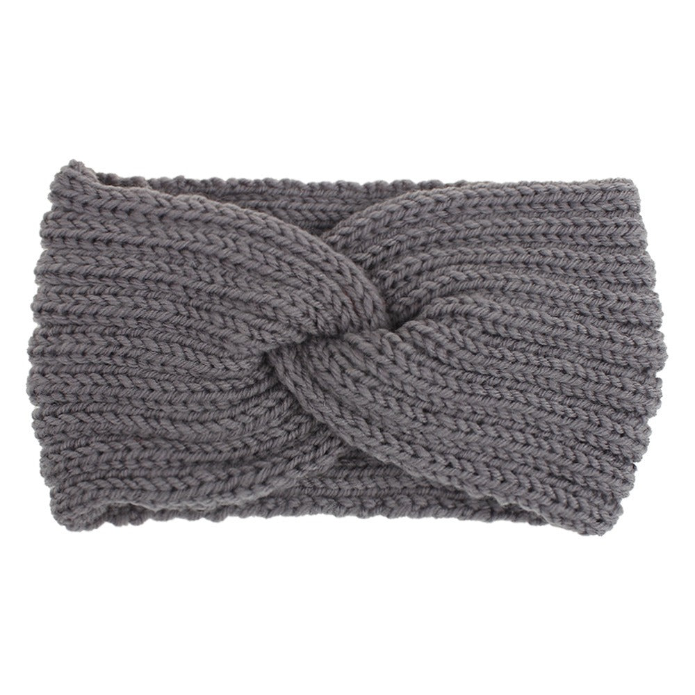 Woolen Knitted Hair Band Women's European and American Sports Headband Autumn and Winter Cross Hair Band