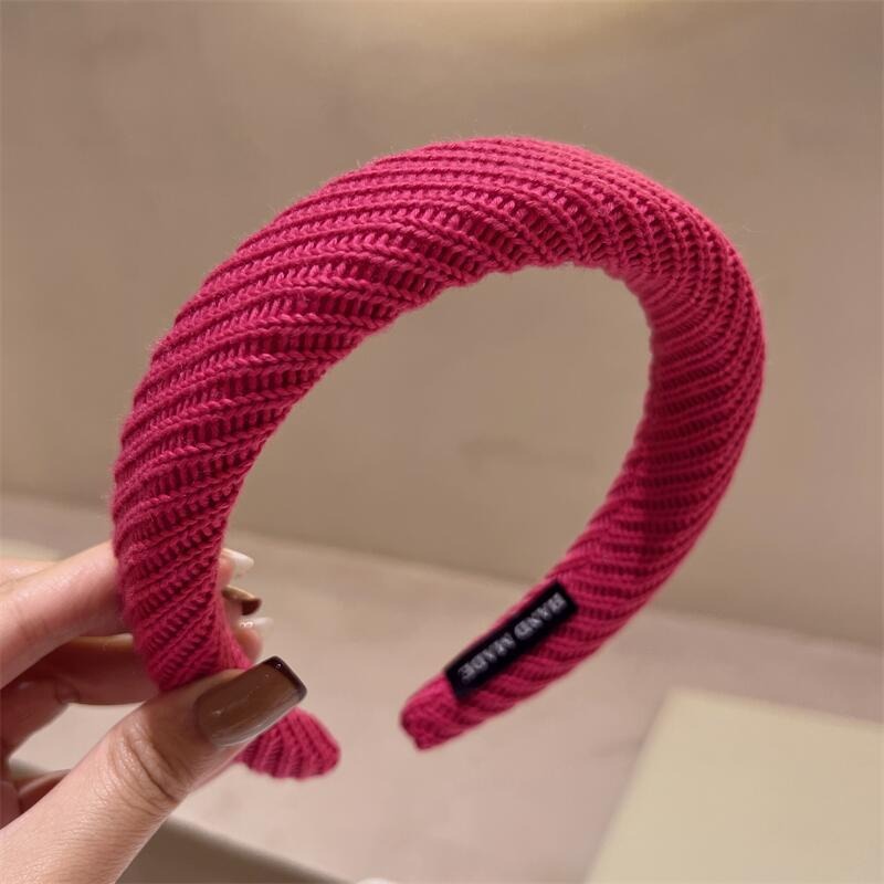 Rose Pink Large Collection High-Class Hair Hoop Korean Version Small Fragrant Geometric Letters Sponge High Skull Top Hair Hoop