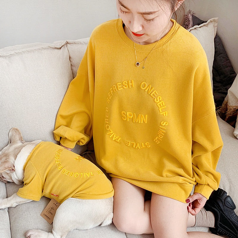 Spring And Autumn Kitten Pet Parent-Child Clothing Cat Clothes Embroidered Dog Clothing Long-Sleeved T-Shirt