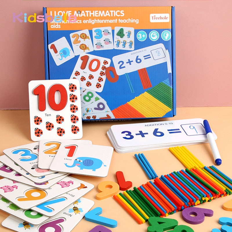 Juguetes Montessori para niños, matemáticas, juguetes educativos tempranos para niños, pegatinas de madera para contar, cognición numérica, regalo de cumpleaños 