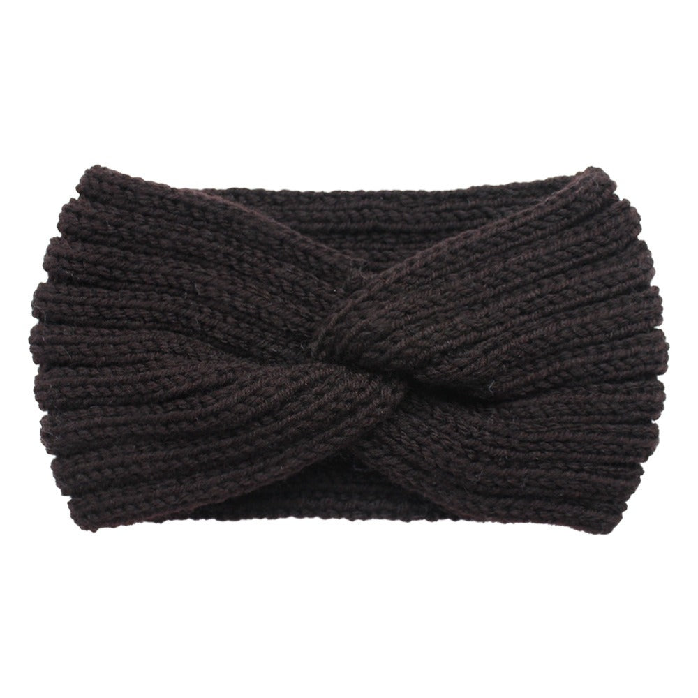 Woolen Knitted Hair Band Women's European and American Sports Headband Autumn and Winter Cross Hair Band