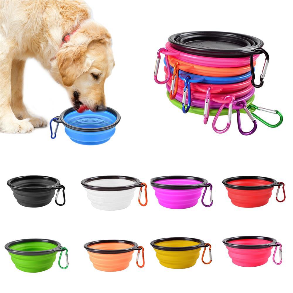 Cuenco plegable para mascotas, cuenco de silicona TPE de tamaño grande y pequeño para perros, cuenco portátil para comida para perros para mascotas al aire libre