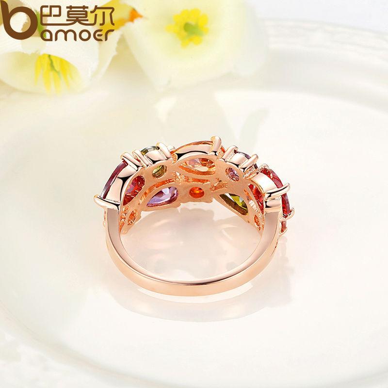 BAMOER Mona Lisa Ring for Female with Colorful Cubic Zircon JIR052