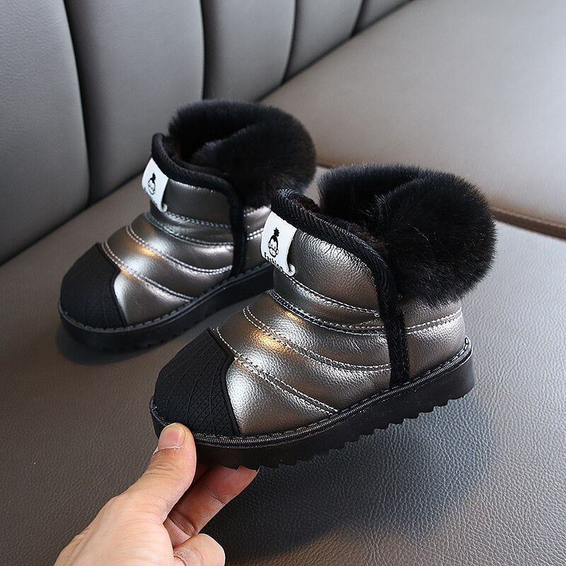 Botas de nieve de invierno para bebés y niños, botas cálidas para exteriores, botas de felpa antideslizantes e impermeables para niños, zapatos de algodón para bebés