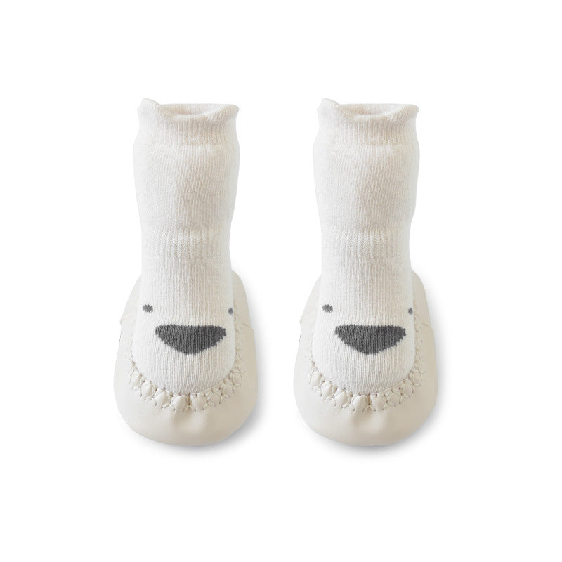 Baby Floor Shoes And Socks Soft Bottom Mid-Tube To Prevent Korean Style Super Cute Cartoon Baby Toddler Socks Shoes