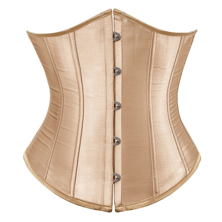 Court Satin Waistband Waist Clip Women's Body Sculpting Belly Belt Short Satin Rubber Bone Waist Corset Court Sexy Corset