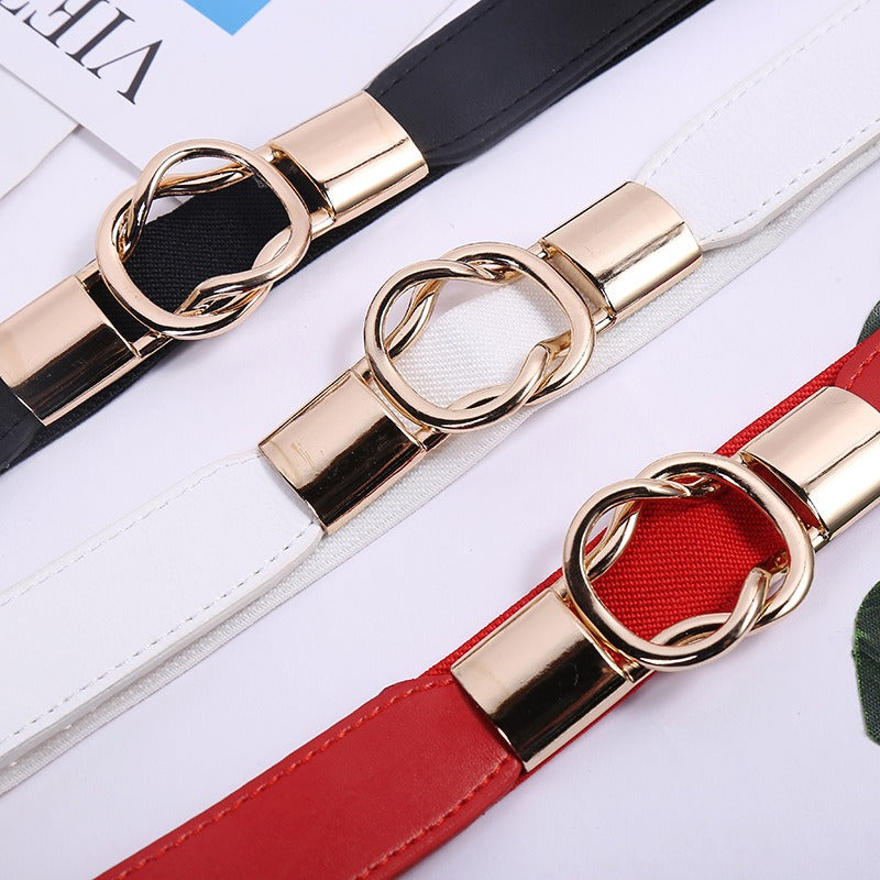 Elastic Waist Closure For Women With Skirt Decoration Metal Snap On Fashion Trend Versatile Belt