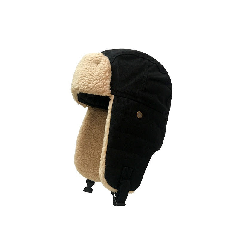 Gorros de felpa para hombres y mujeres para mantenerse abrigados en invierno Gorro Lei Feng con protección para los oídos Gorro grueso para ciclismo Gorro para el frío versátil coreano